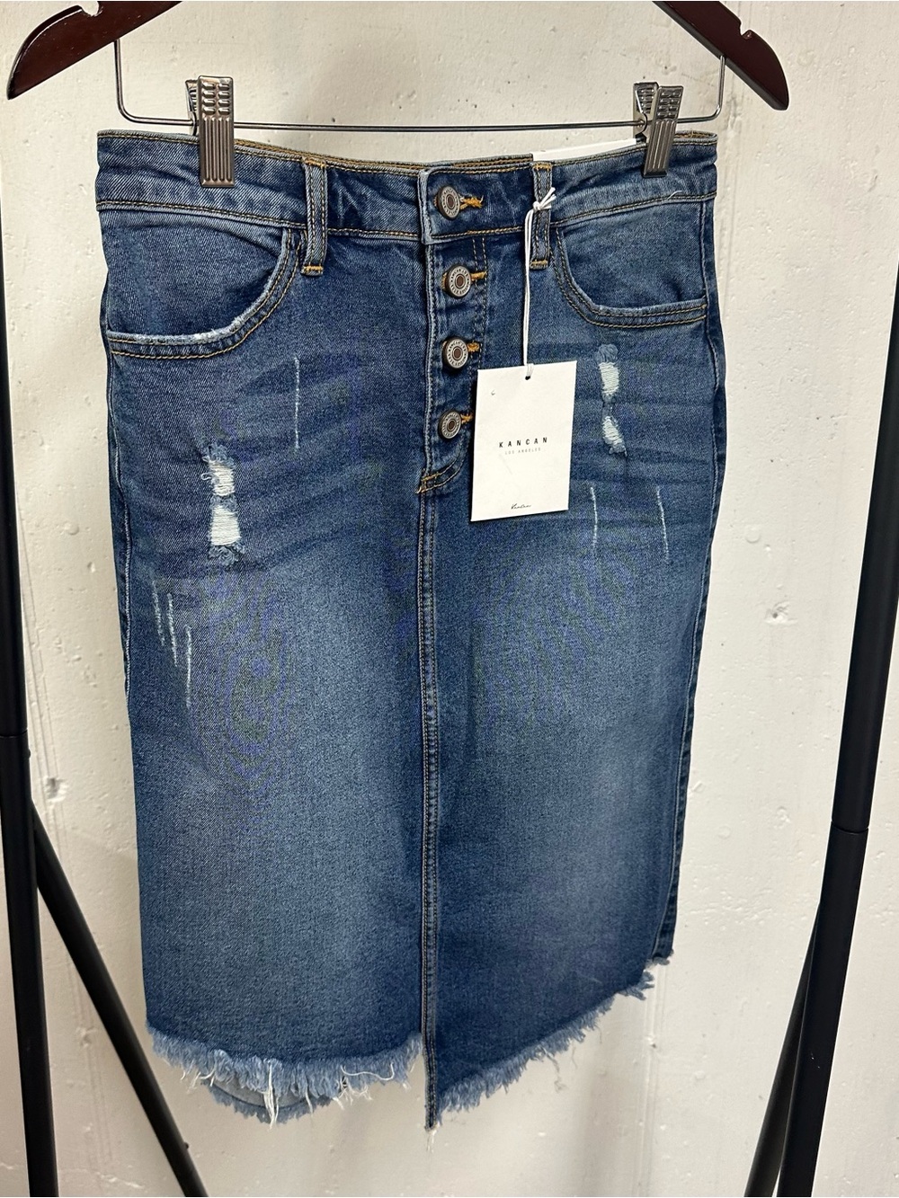 KanCan Blue High-Rise Button-Front Denim Skirt 🇺🇸